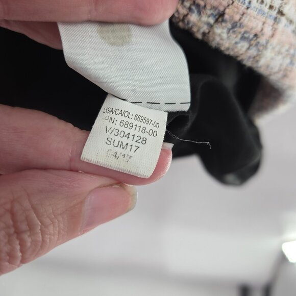 Banana Republic Pink White Blue Textured Tweed Midi Lined Skirt Size 4 - Picture 7 of 9